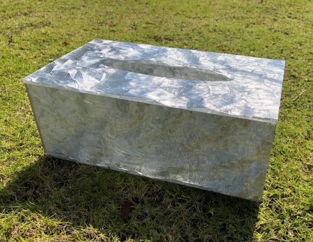 Silver Fabric Tissue Box